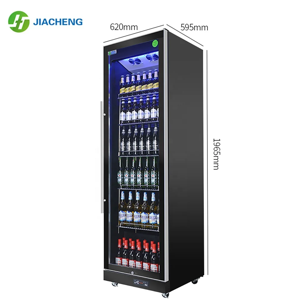 Door Refrigerator Upright Display Cooler Refrigerator Commercial Display Freezer Automatic Rebound 3 Glass Black CE R134a 630W