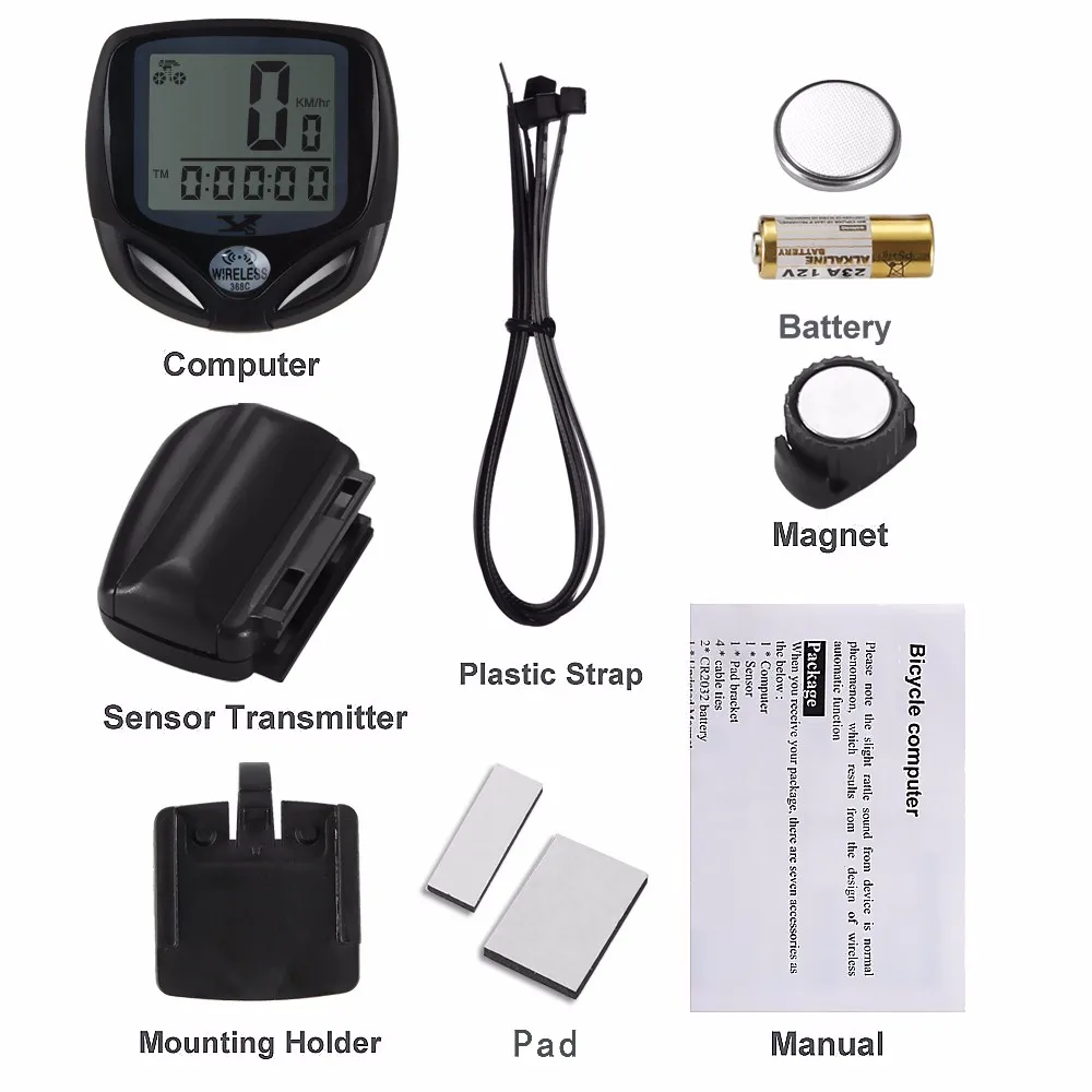 
YS-602 wireless bicycle odometer bike computer with backlight and temperature 
