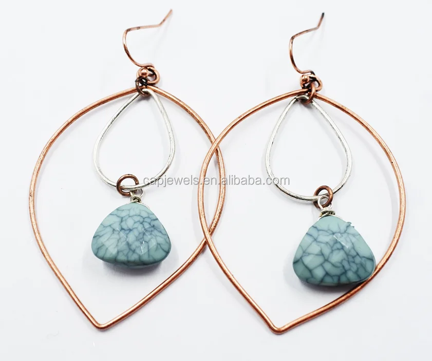 
Bohemia beautiful Alloy drop earring with leaf shape and acrylic stone earring for women 