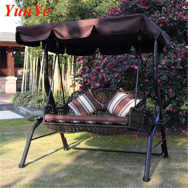 
High quality outdoor furniture Two Seats Hanging Good quality outdoor hanging wooden swing chair 