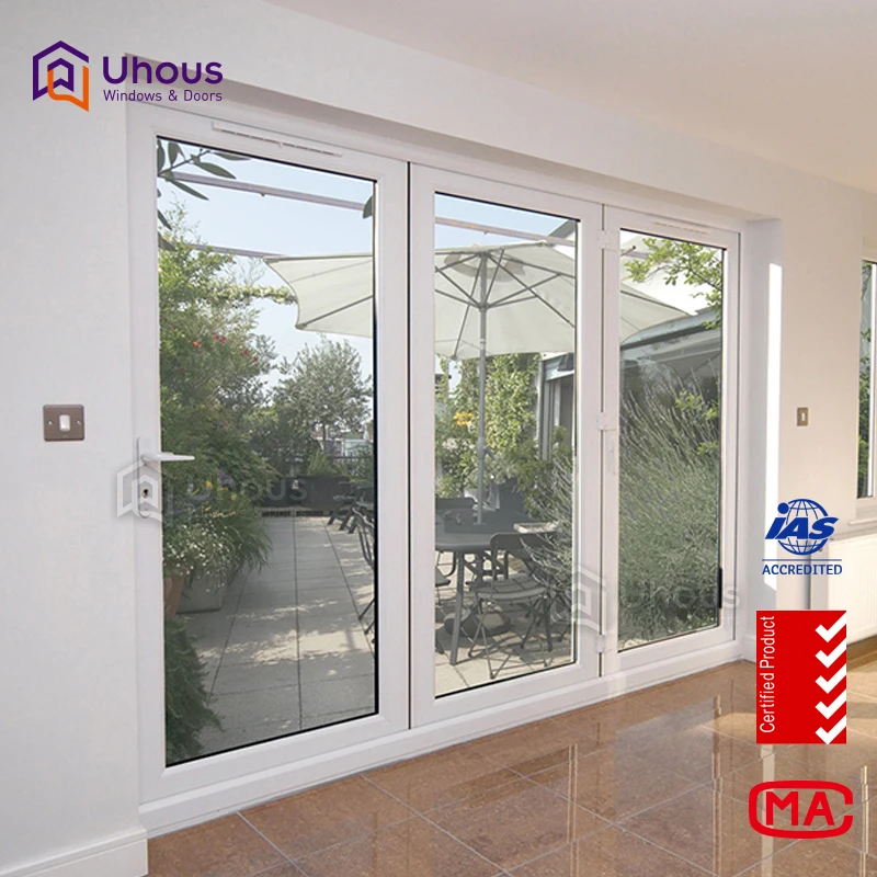 Современный китайский стиль высокое качество двойные стеклянные алюминиевые складные двери ветрозащитные со стальным пластиковым материалом для гостиной