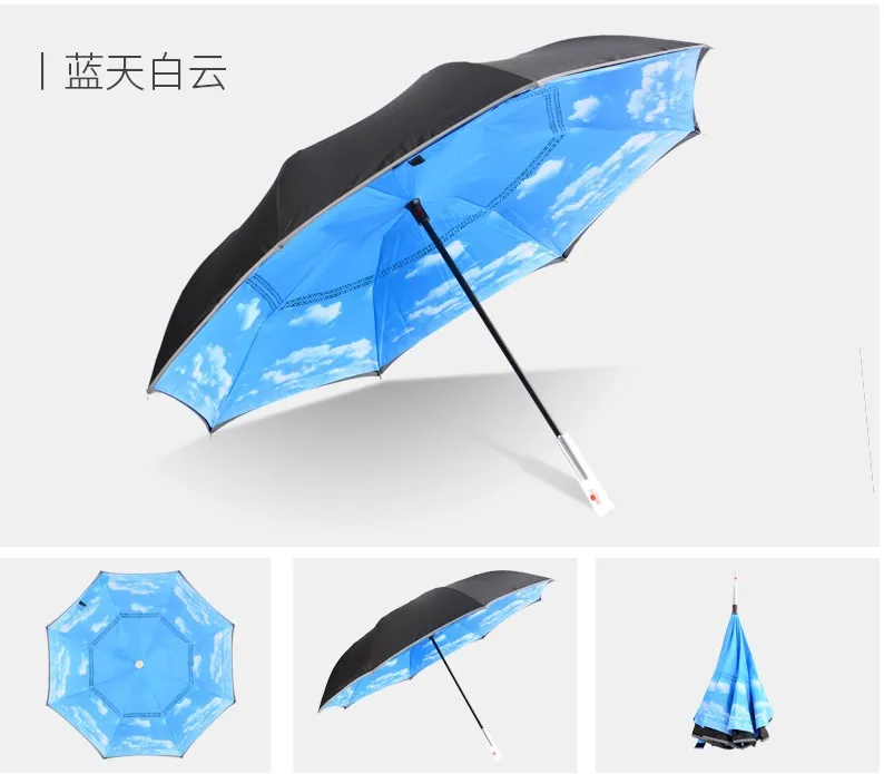 nnovation LED Design Windproof Automatic Open Inverted Umbrella for Safety