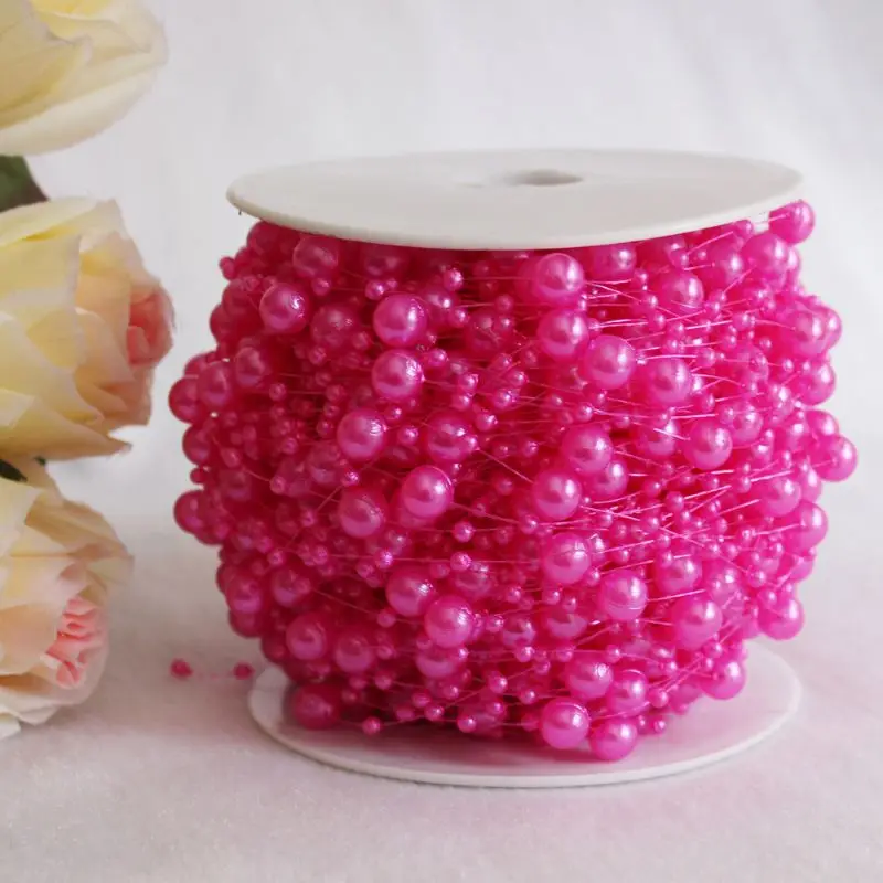 Цвета 3 и 8 мм 60 м/рулон свадебные волосы/цветочный стол DIY Декор жемчужные бусины гирлянда