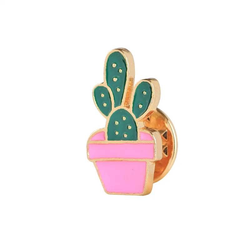 
Fashion Cartoon Cactus Brooches Cute Mini Plant Pot Enamel Pin for Women 