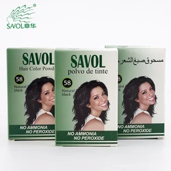 Permanent natural black color hair dye powder without ammonia and peroxide