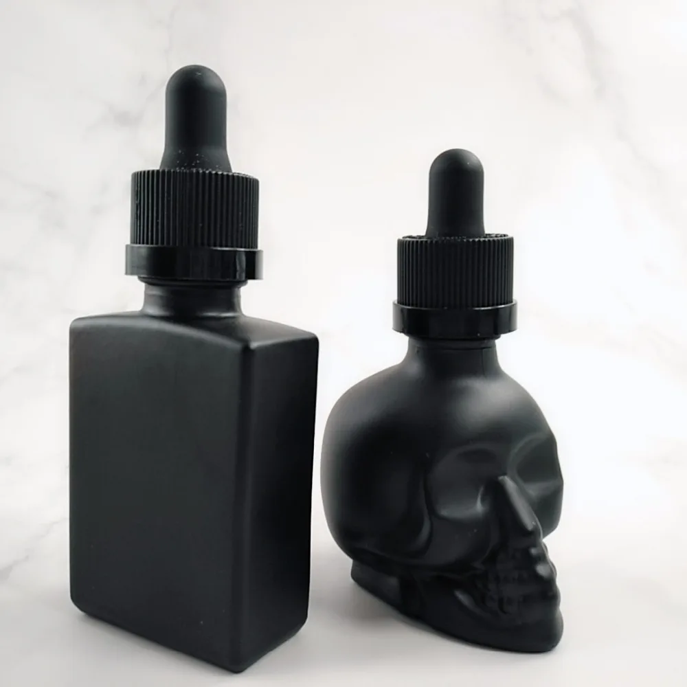 15ml 30ml 50ml matte frosted black rectangle glass dropper bottles for liquid