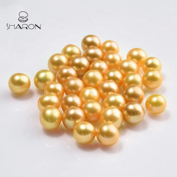 
Wholesale 6-7mm Cultured Natural Freshwater Round South Sea Gold Loose Pearl For Jewelry Making 