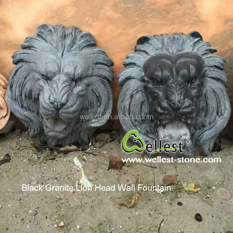 Garden Lions Head Hanging Stone Wall water Fountain