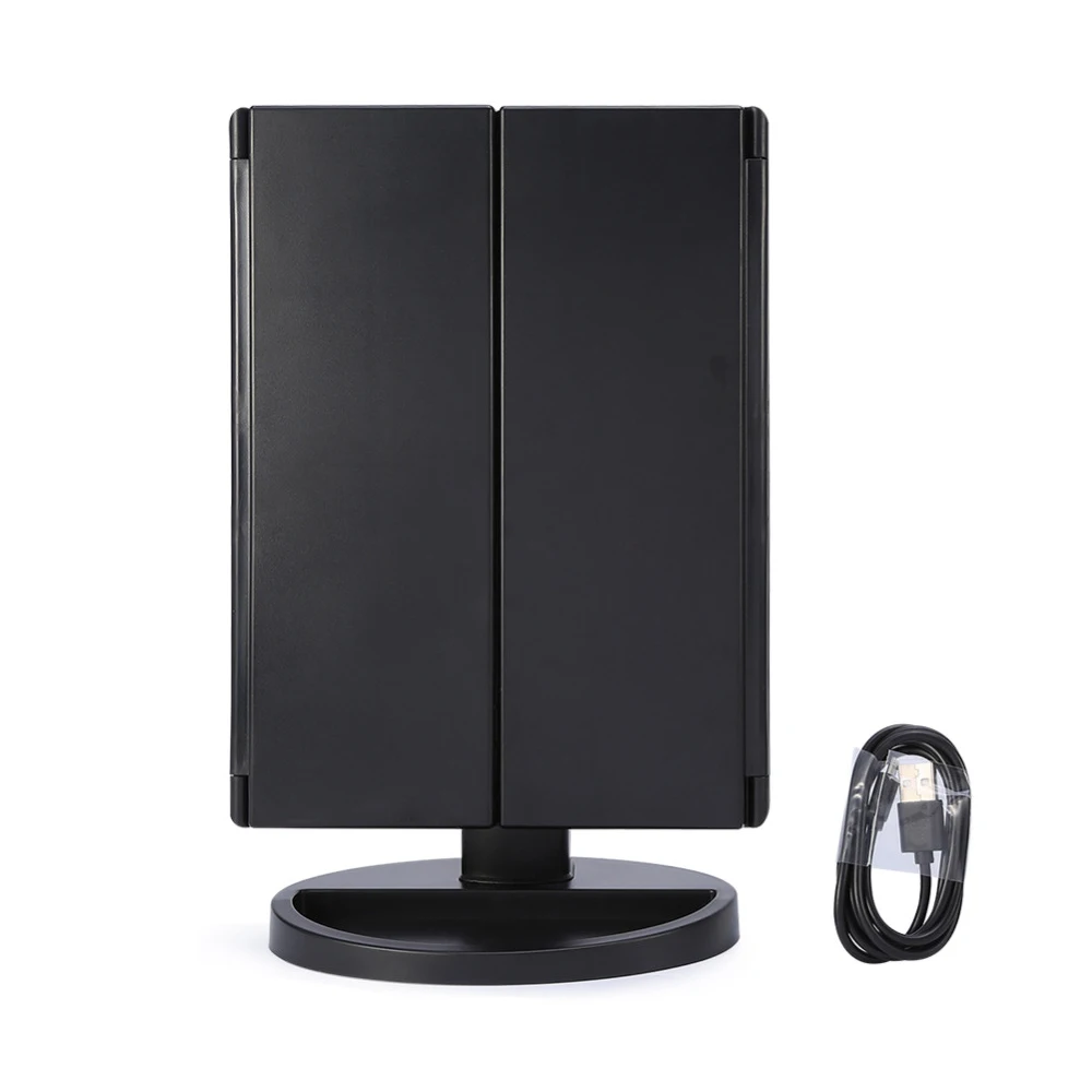 LED Light Touch Screen Light Control 3 Folding Magnifying Mirrors Desktop Rechargeable Make up Mirror Lamp For Makeup