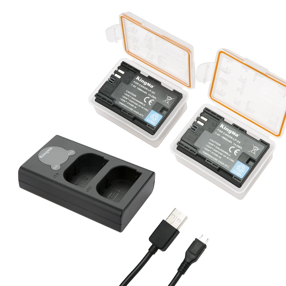 KingMa LCD Dual Charger for Li-ion Batteries Portable Battery Charger for Canon LP-E6 Battery