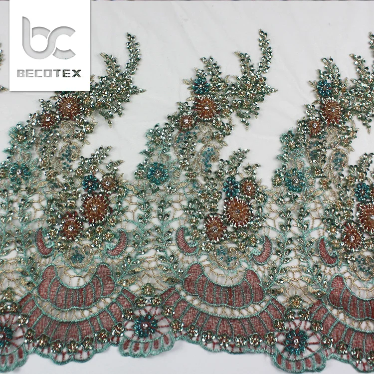 2024 colorful  embroidery beaded Lace Fabric for evening party
