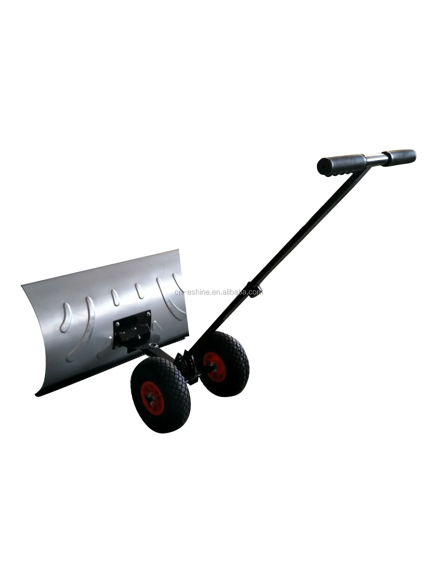 Wheeled Snow pusher with adjustable handle and carbon steel made