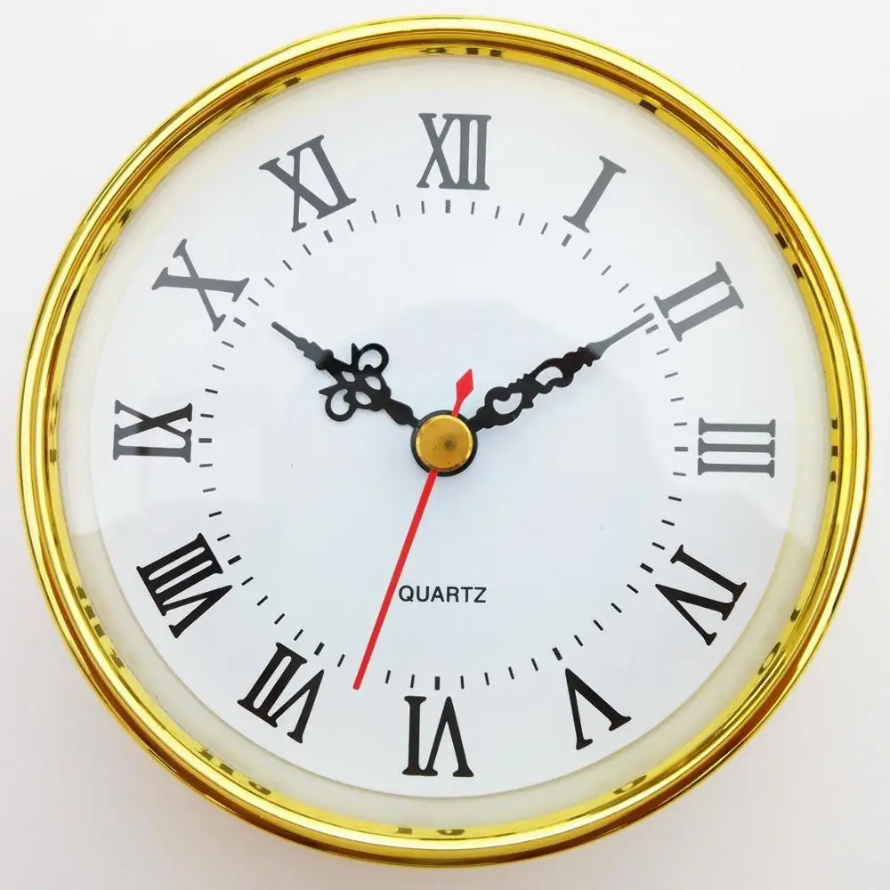 
100mm decorative gold plating plastic frame mineral glass lens quartz clock movement small clock fit up 