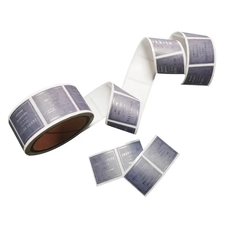 Custom Printing Cosmetic Label Texture Background Silver Foil Stamping Adhesive Polyester Sticker