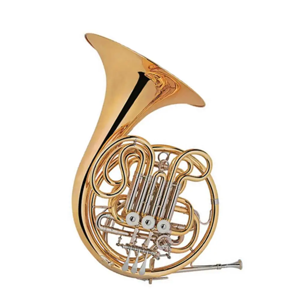 4 ключа цельный колокольчик латунь золотой лакированный Bb / F тон двойная валторна