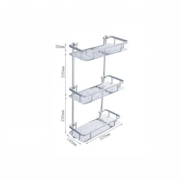 China rustproof bathroom storage rack super strong glue adhering shower basket bathroom corner shelf rack