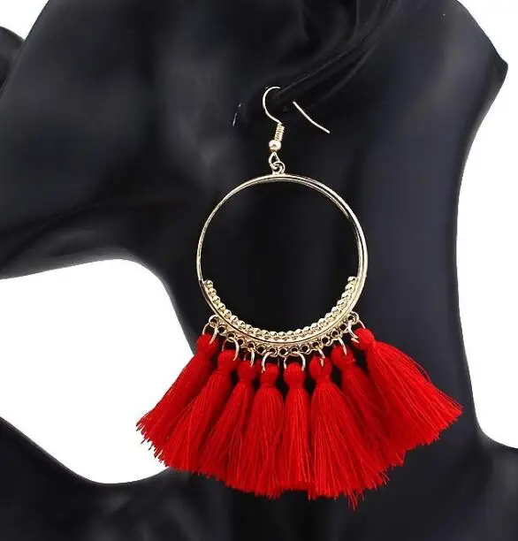 
Bohemia Tassel Earrings Fashion Big Circle Ear Rings Jewelry Accessories 