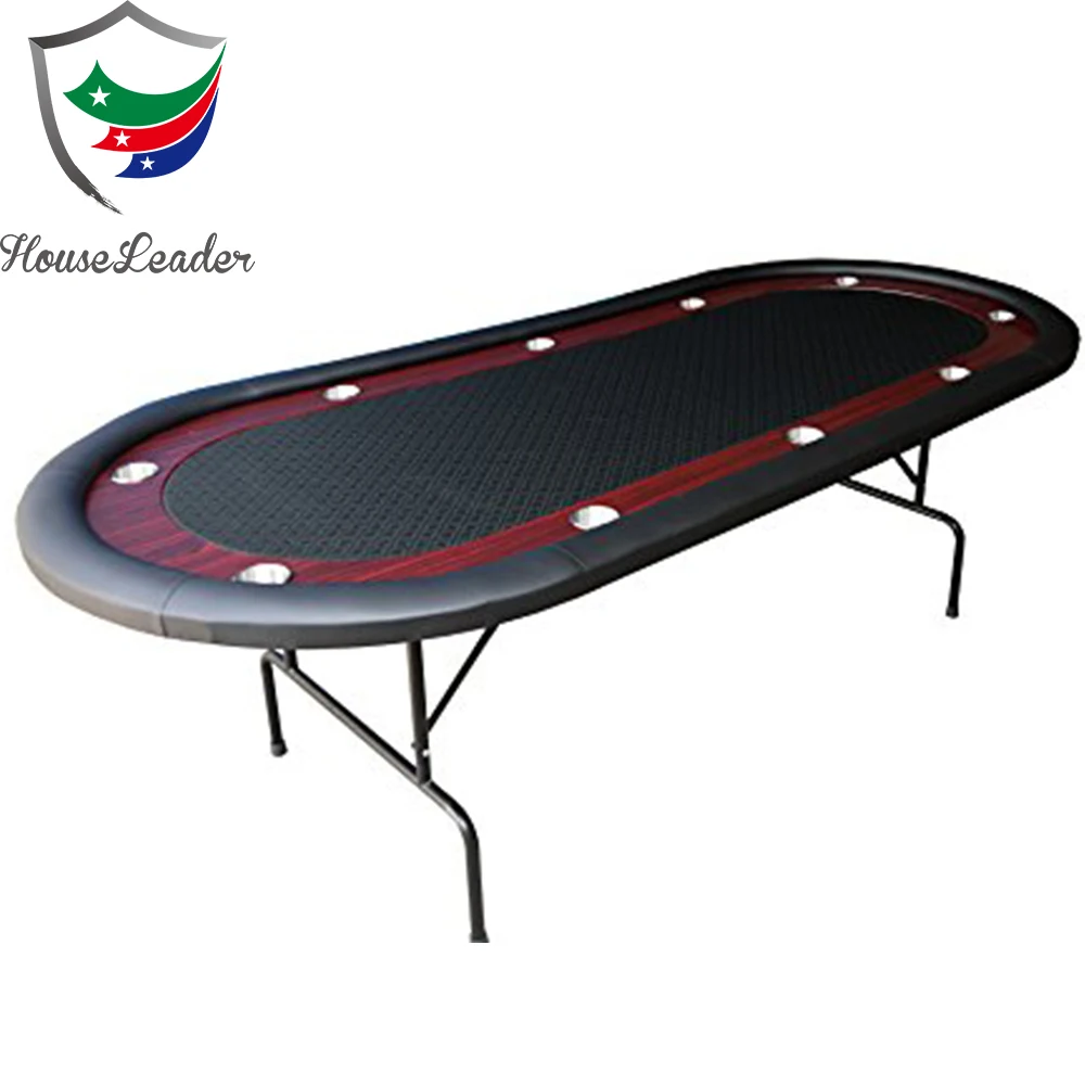 
96 inch Professional Casino Oval Custom Folding Cheap Poker Table with Racetrack and Cup Holders 