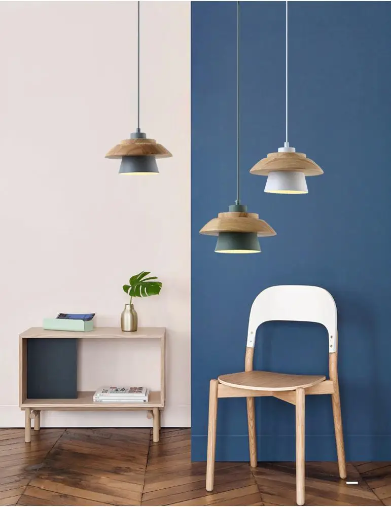 pink yellow blue green multi wood ceiling pendant lighting lamp for dinning room