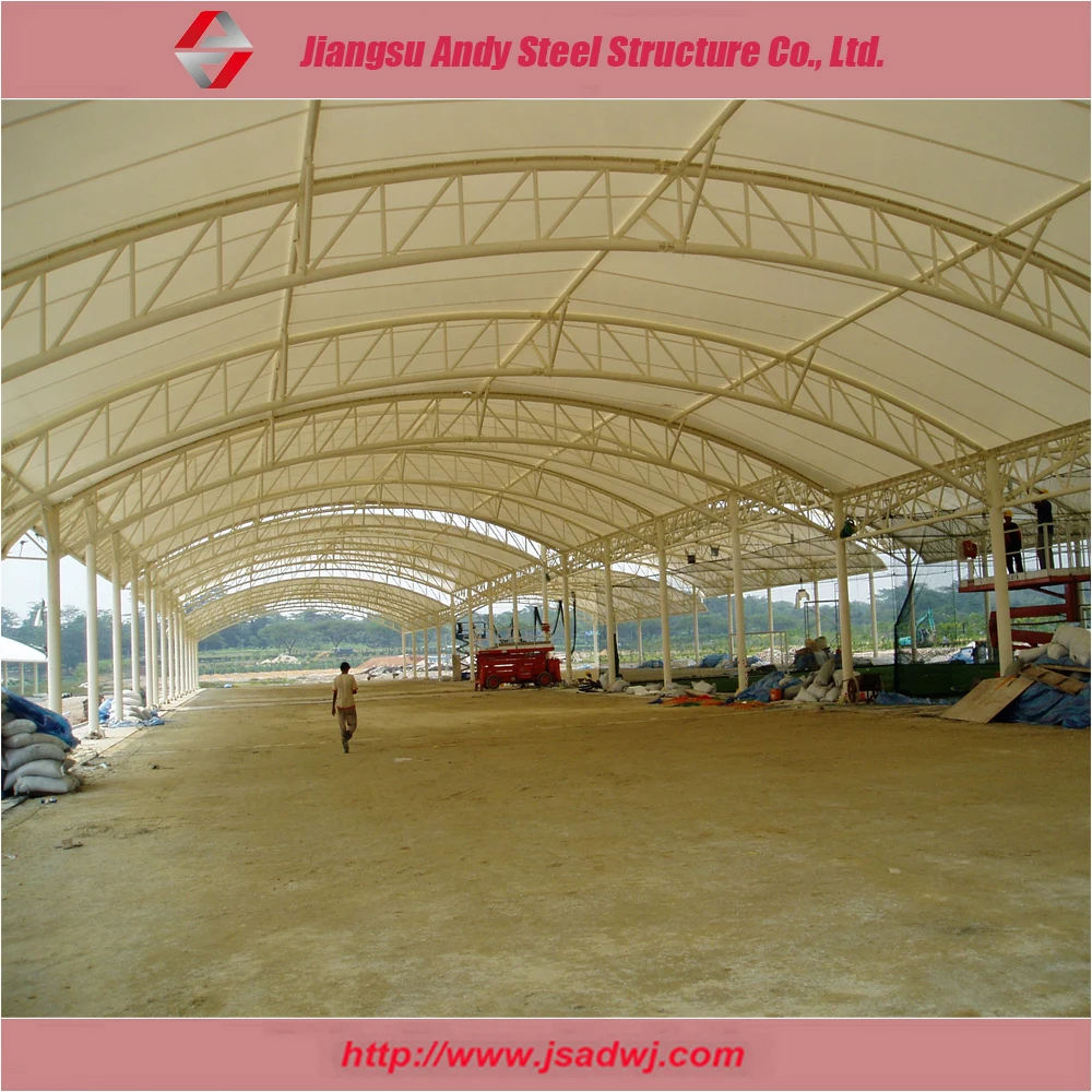 
Pipe truss frame covered by polyester membrane roof frame 