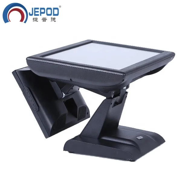 JEPOD JP-Q1T Dual Double Touch Screen Customer Display Touch Screen  All In One PC Communication POS System For Restaurant