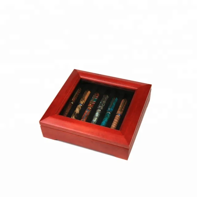 Solid Wood 5 Ball Pen Set in Dark Cherry Display Box Great Gift Engraving
