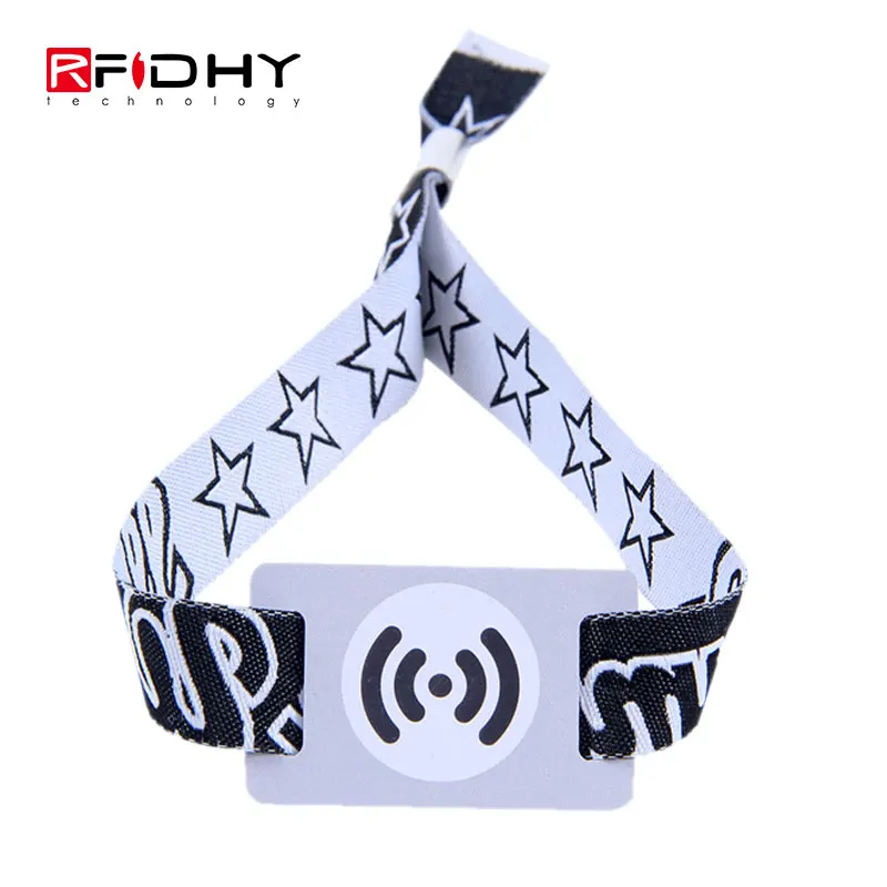 Snap Lock Writable Passive RFID Woven Wristband