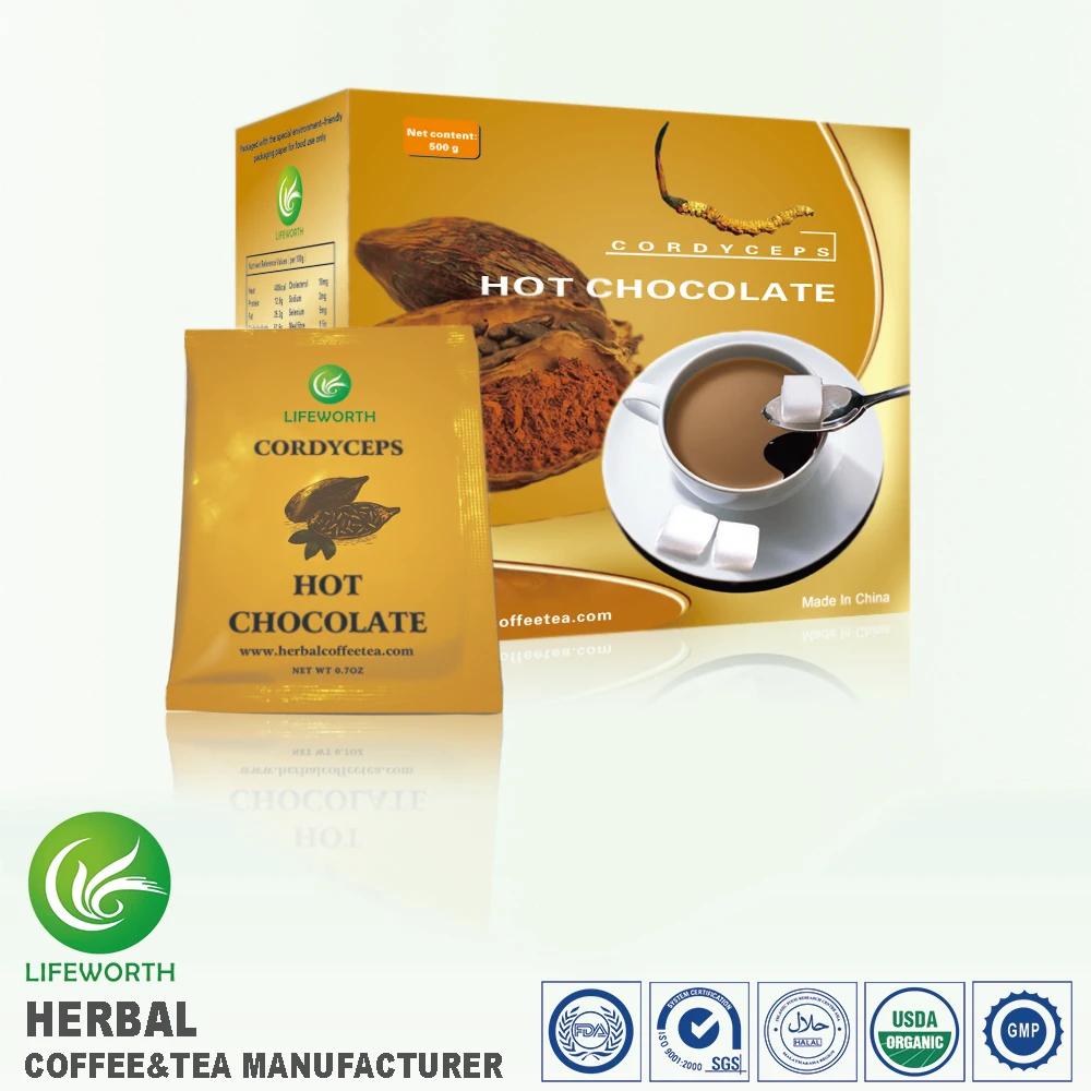 
Lifeworth OEM /ODM available detox fresh cocoa powder cordyceps extract hot chocolate powder with sample free 