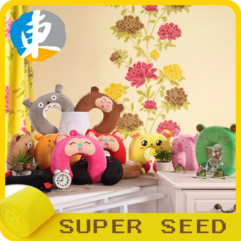 Plush bear neck travel pillow for U shape memory foam