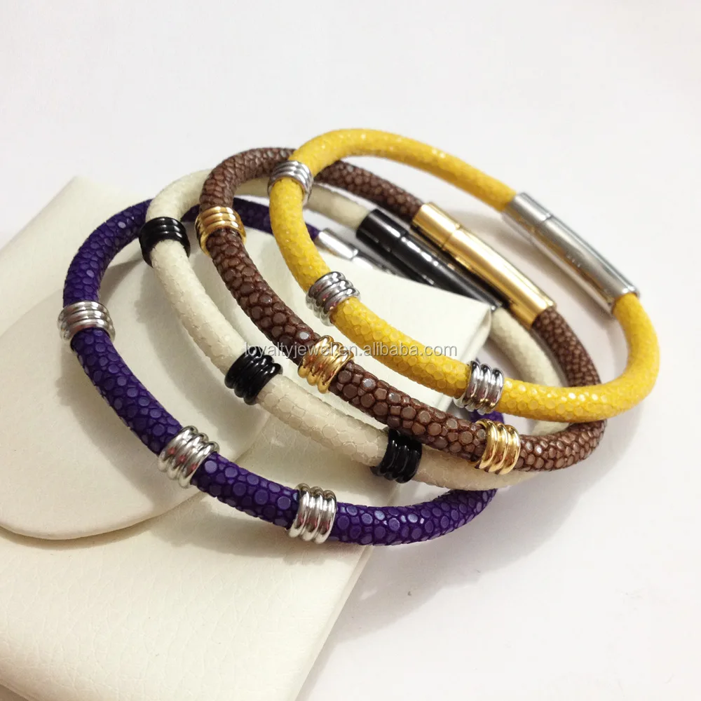 2017 New Genuine Stingray leather bracelet men 100% handmade leather bracelet