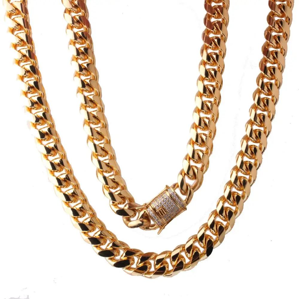 New fashion hip hop jewelry gold filled Miami cuban link chain new gold chain design for men