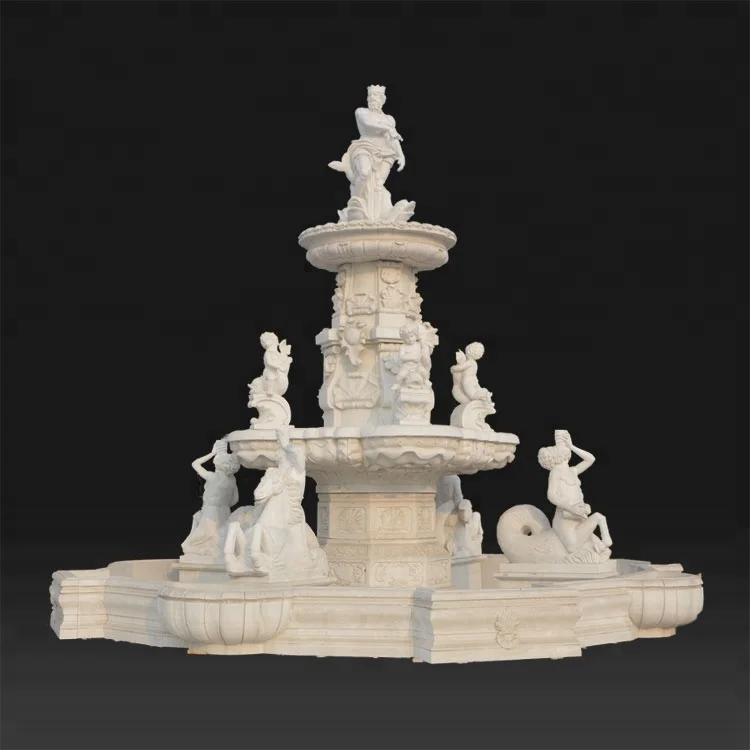3 layer animal stone garden large water fountain decoration