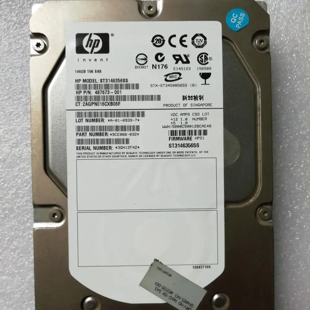 HPE 147GB 15k rpm 3,5 SAS HDD MBA3147RC 405430-001 417801-001