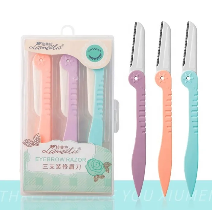 Julong 3pcs/lot Colorful Eyebrow Trimmer Face Razors Permanent Makeup Eyebrow Razor