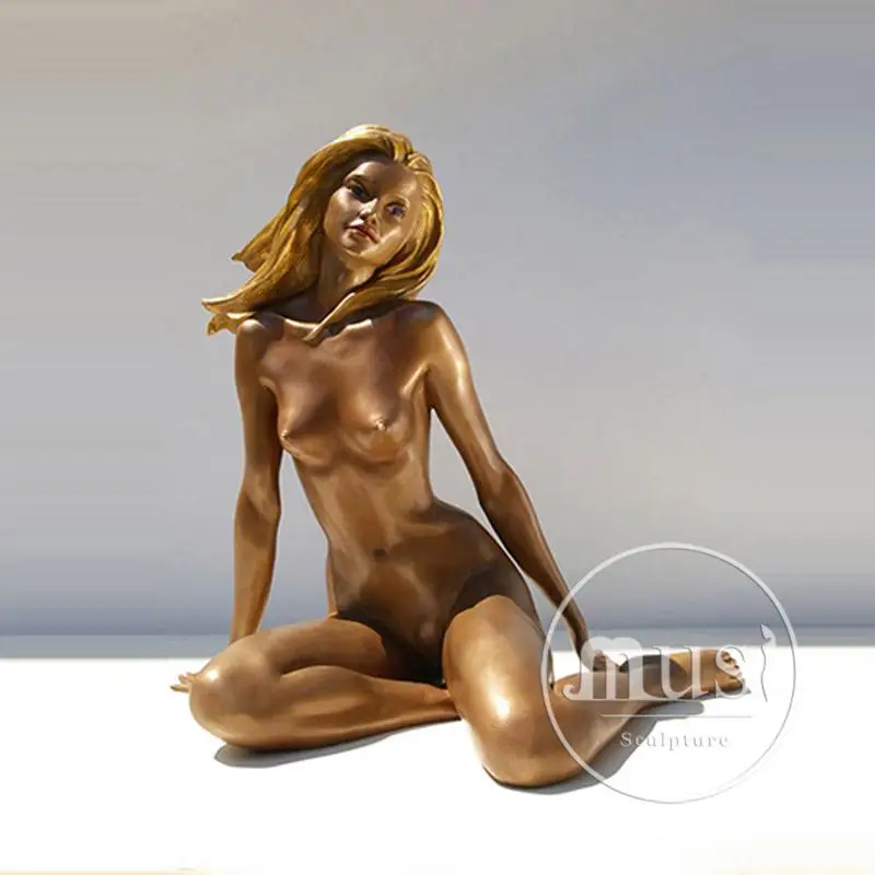 Life Size Brass Brass Modern Girls Nude Sculpture