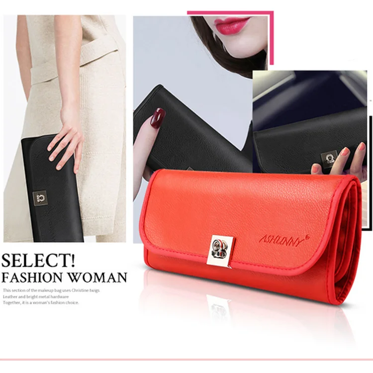
Fashion PU Leather Makeup Brush organizer Bag Cosmetic Bag Case Holder 