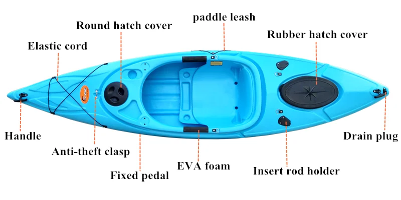 308cm HDPE single fishing canoe kayak for rental business