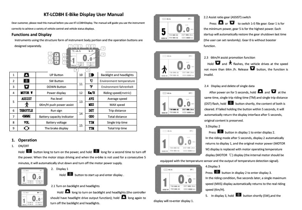 Дисплей QUEENE/KT-LCD8H для электровелосипеда