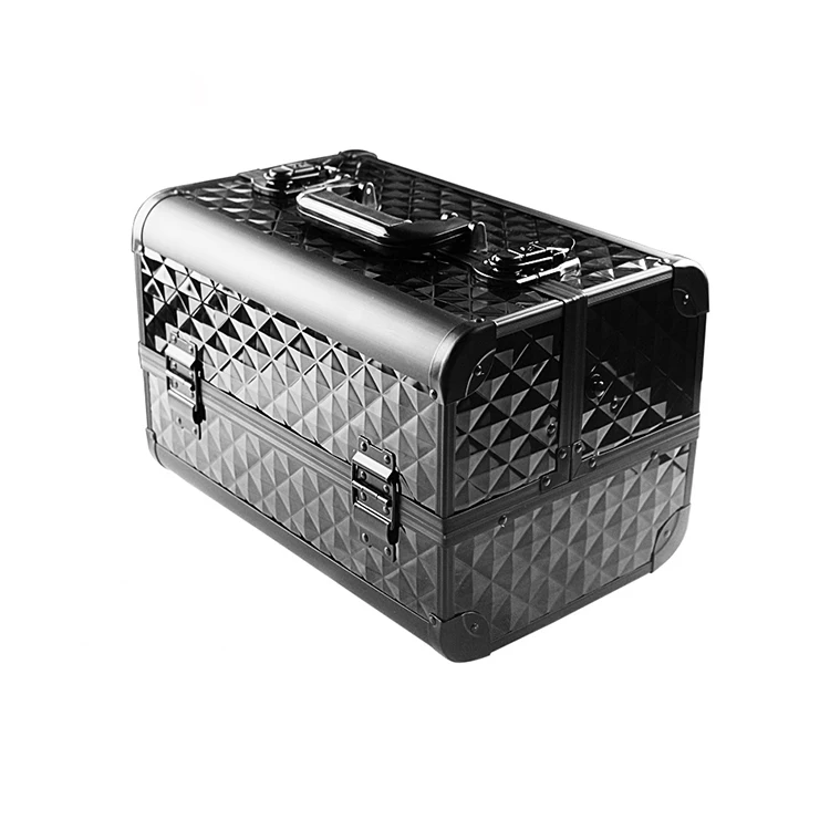 
Double open portable multi use low MOQ makeup train case black 