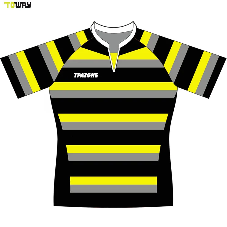 sublimated wholesale rugby jersey green and yellow