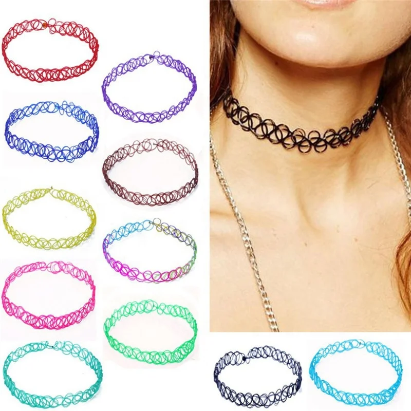 
colors vintage stretch henna hippy tattoo choker necklace 