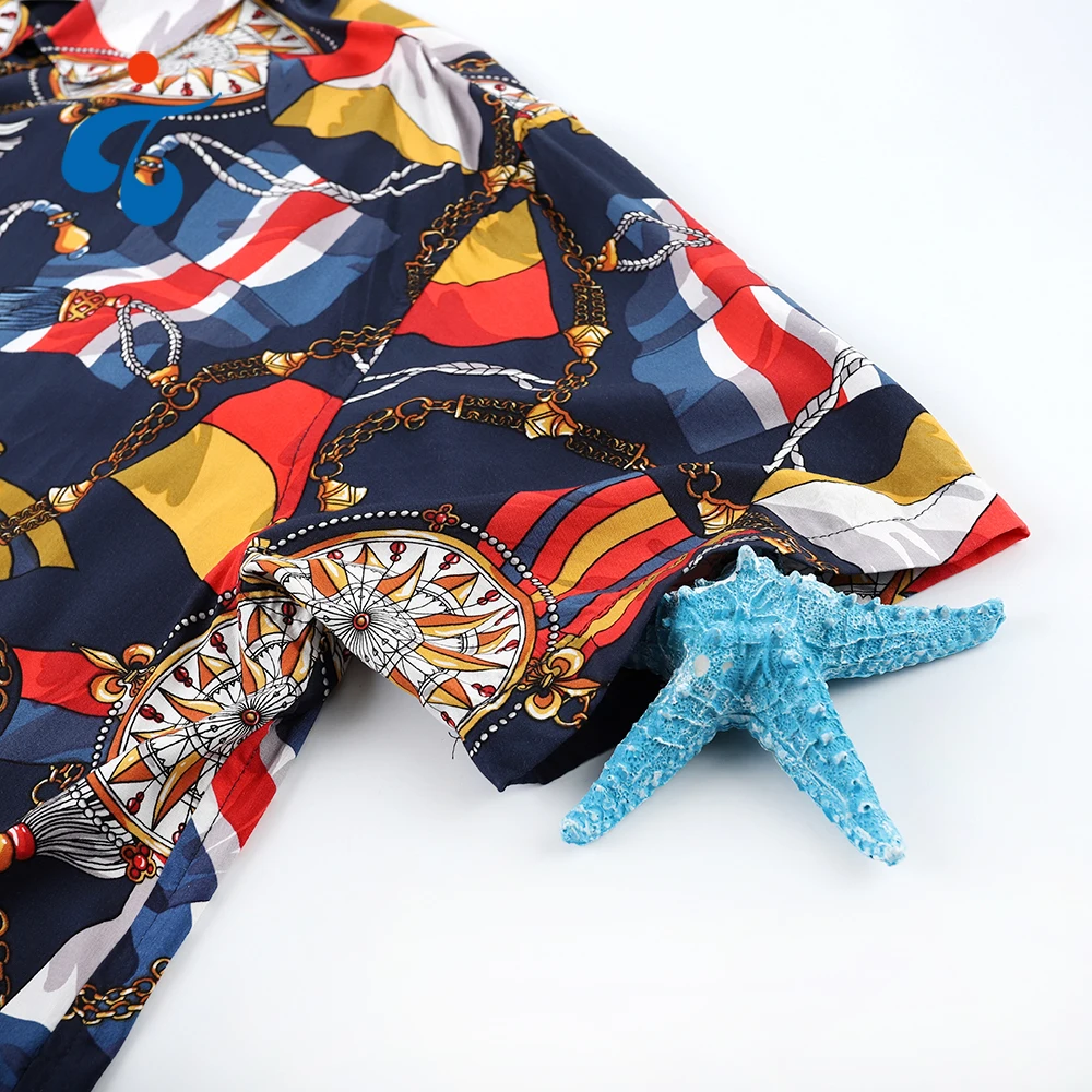 New arrivals OEM 100 rayon colorful hawaiian clothing african print shirts men