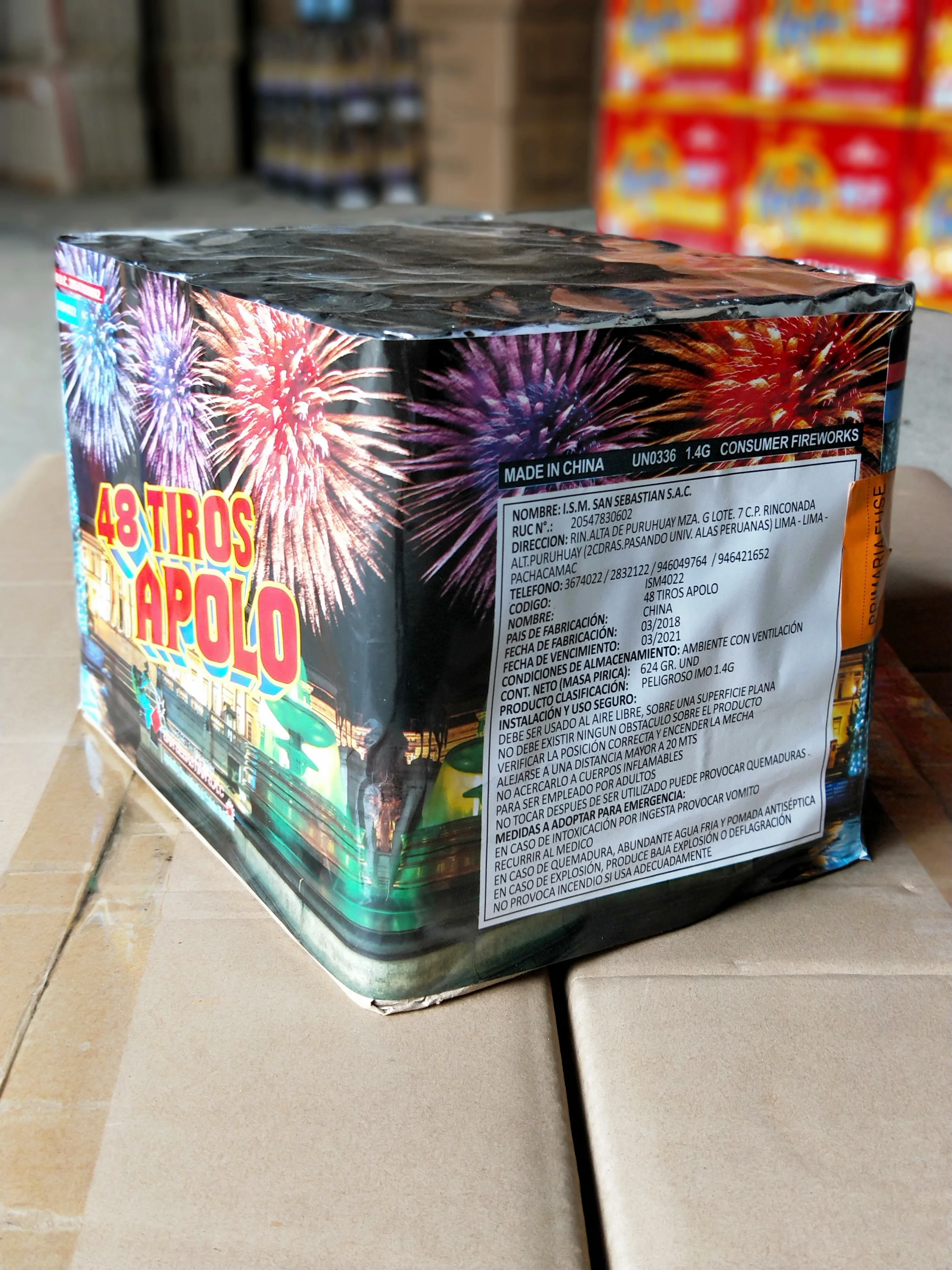 GFCF2548 48Tiros APOLO Peru Fireworks UN0336 Used On Christmas And New Year Carnival Celebration