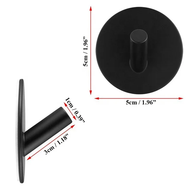 Black Adhesive Hooks Stainless Robe Hooks Heavy Duty Strong Adhesive Wall Hooks