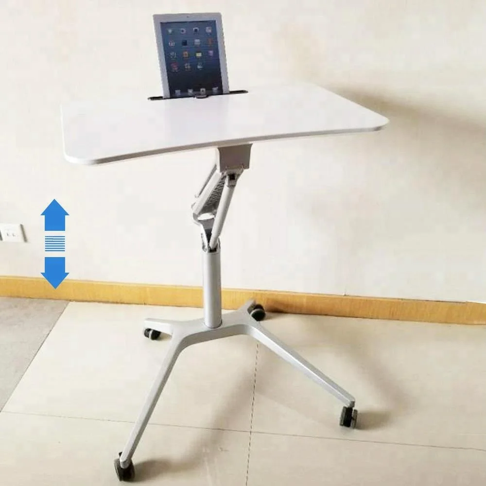 Home Office Desk Sit Stand Table Pneumatic Mobile Workstation Height Adjustable Gas Spring Lift Sit Stand Office Desk