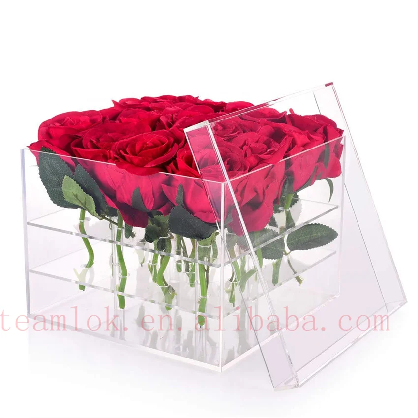 Acrylic Rose Flower Display Storage Box,Plexiglass Preserved Roses Gift Boxes
