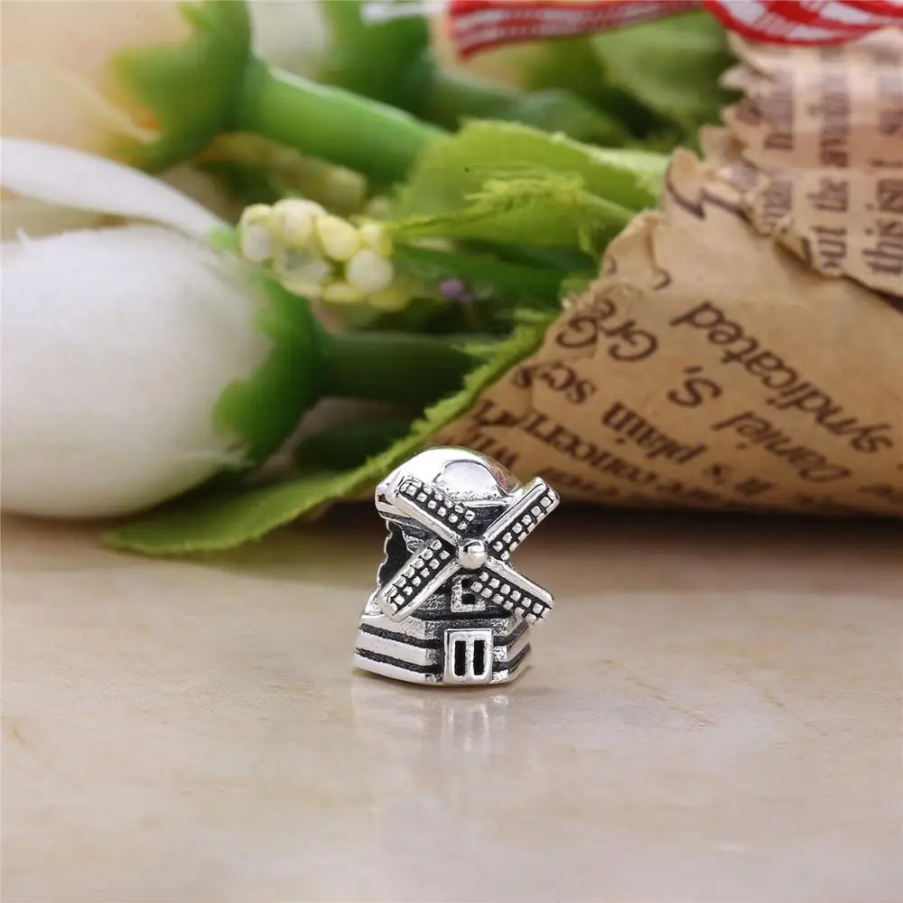 greek jewelry Friendship 925 Sterling Silver Windmill Charm Bead For Snake Bracelet Love Windmill Bead Christmas Gift