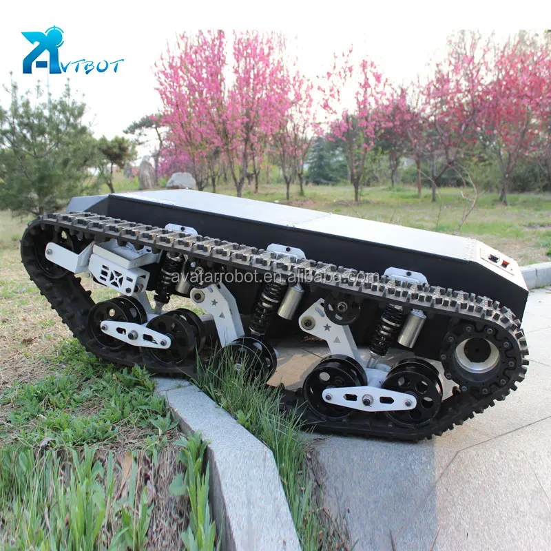 Rubber Robot chassis electric tracked vehicle with platform 