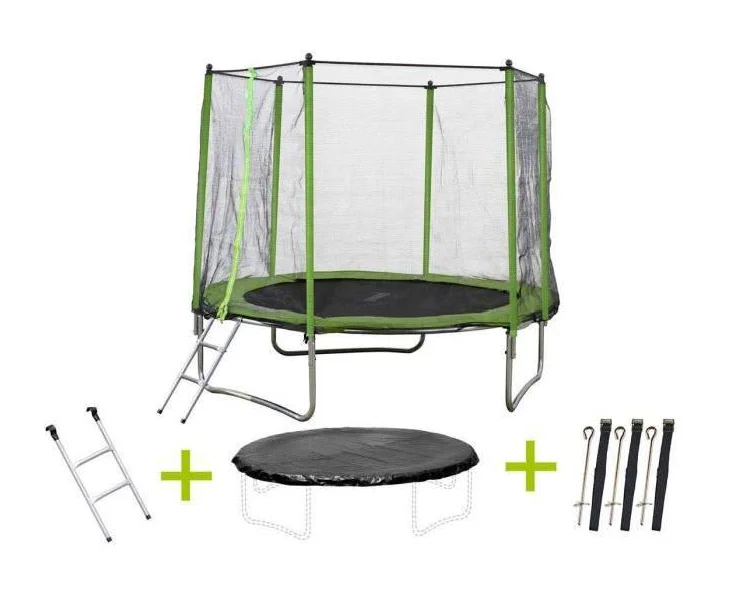 Fantastic 8ft trampoline playground with safety enclosure and jump bed for kids