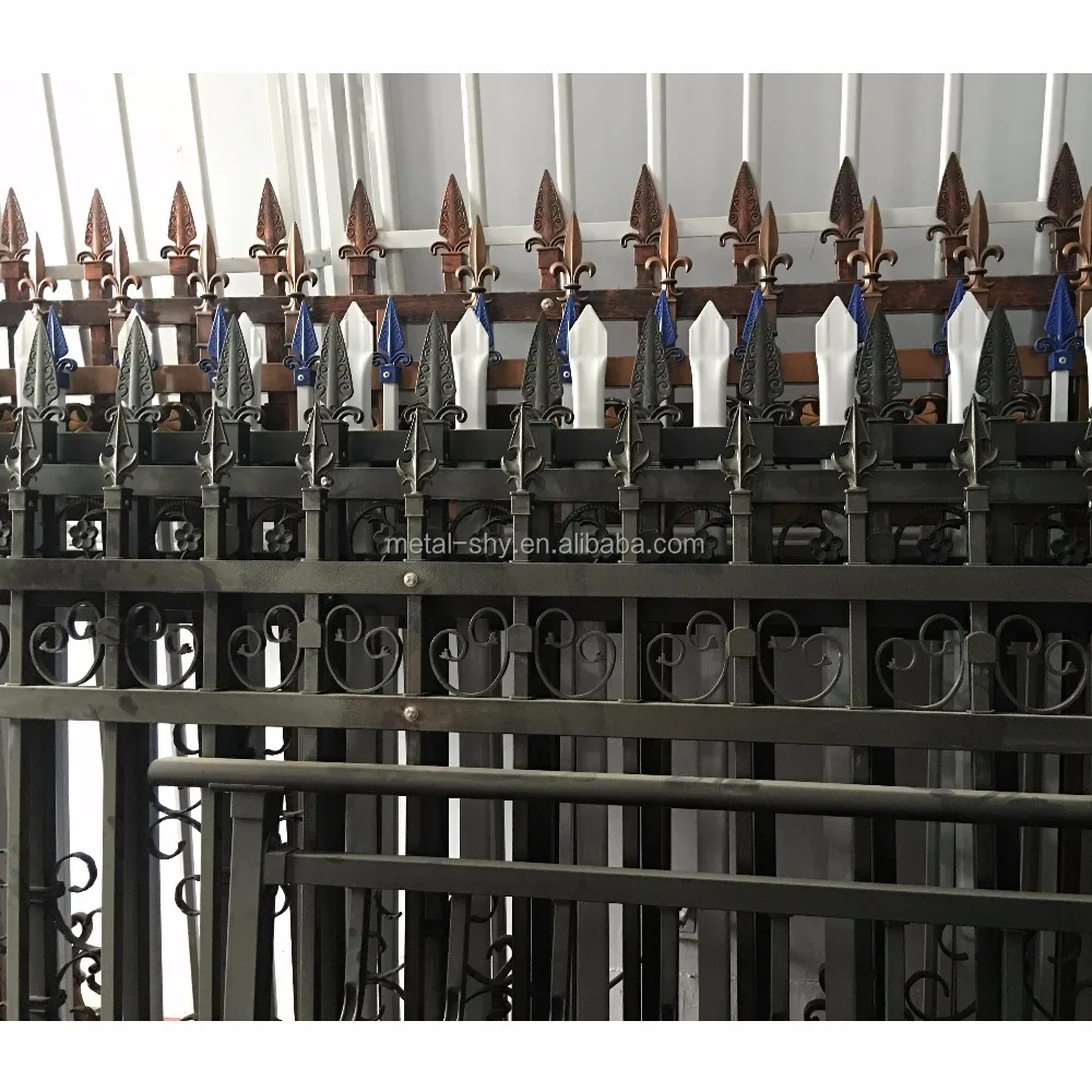 Power coated iron/ steel gate ornaments metal flower gate decoration